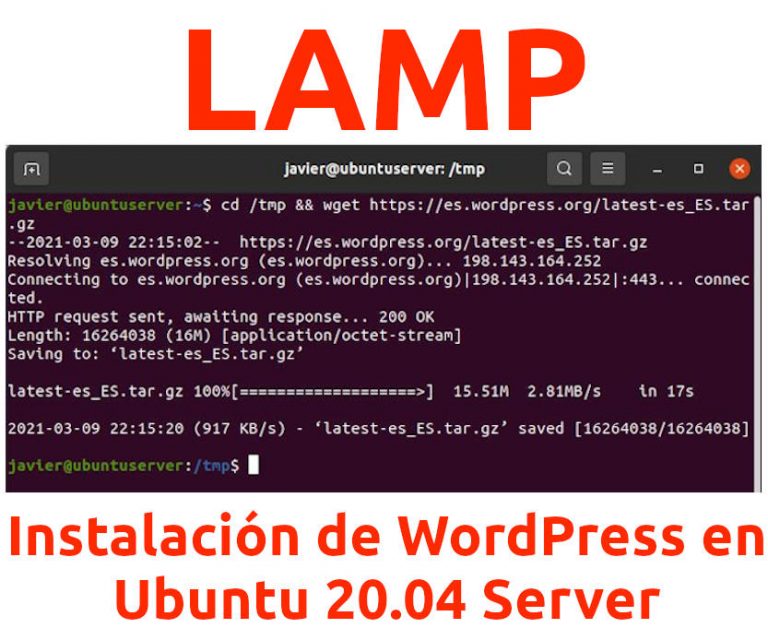 Lee más sobre el artículo Instalación de WordPress en Ubuntu 20.04 Server. Importación del sitio web del hosting a local.