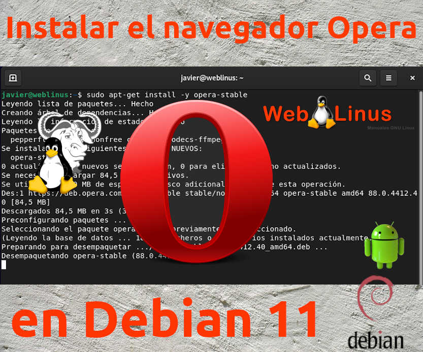 Instalar el navegador Opera en Debian 11