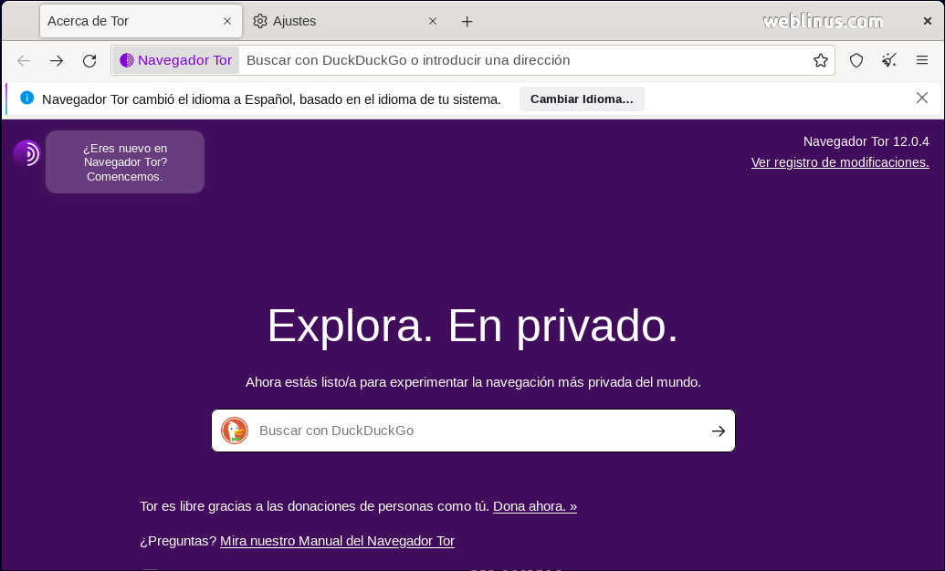 Tor Browser funcionando
